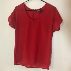 Fun & Flirt Semi Sheer Red Blouse Top
